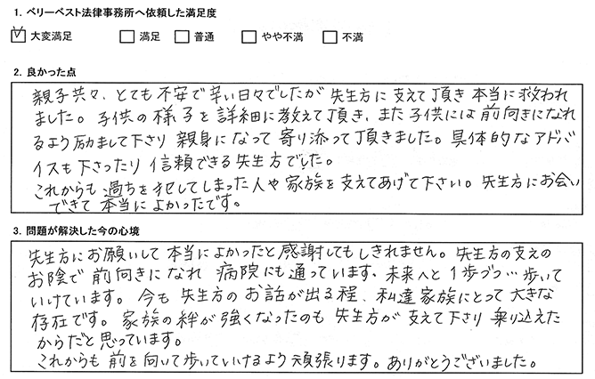 先生方に支えて頂き　本当に救われました