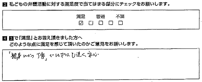 レスポンスも速く、安心。